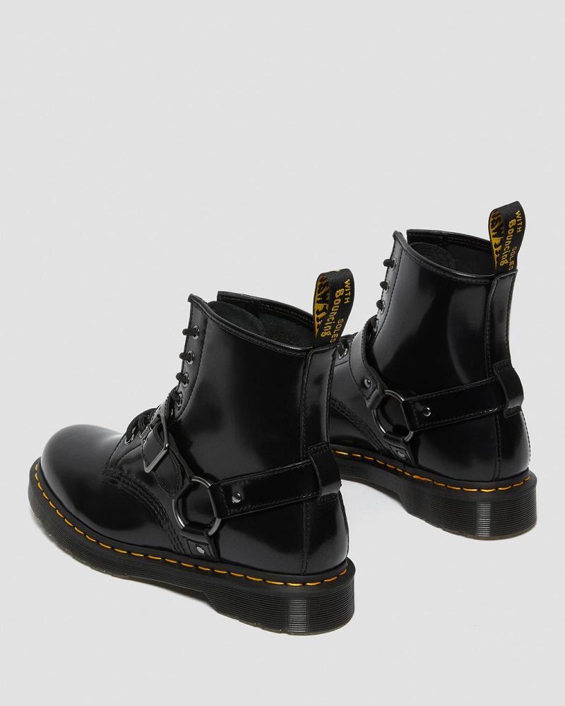 Dr Martens 1460 Harness Læder Snørestøvler Dame Sort | DK 165RVD